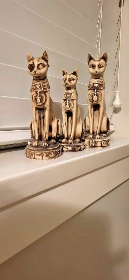 Egyptian Pharaoh Statues / Cat Statuettes (Set of 3)