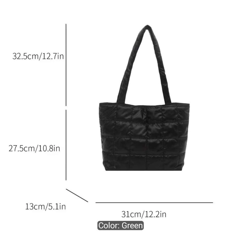 Green Quilted Tote Bag - Never Used - photo 3