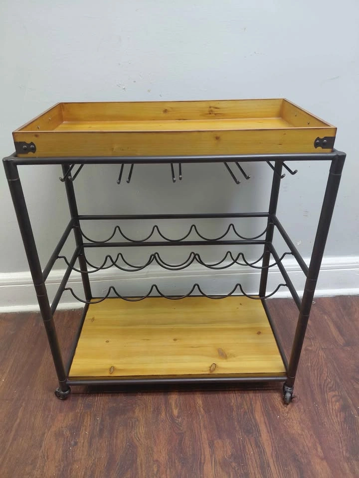 Wood and Metal Rolling Wine/ Food Cart - photo 2