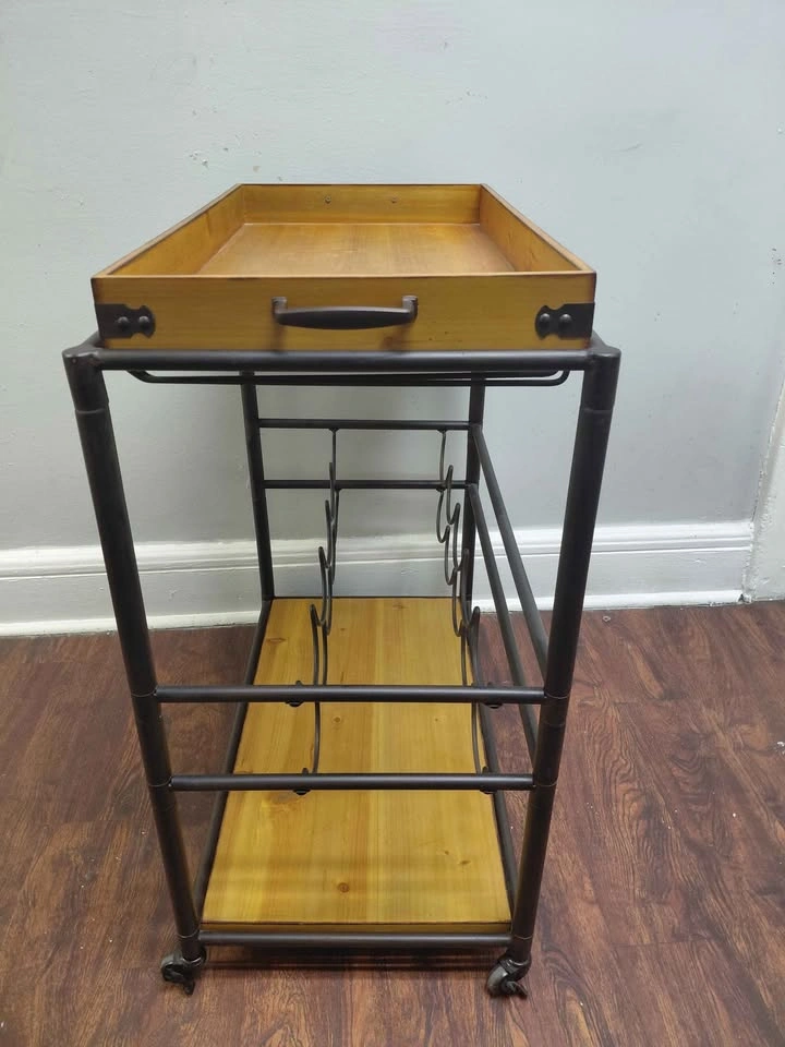 Wood and Metal Rolling Wine/ Food Cart - photo 3