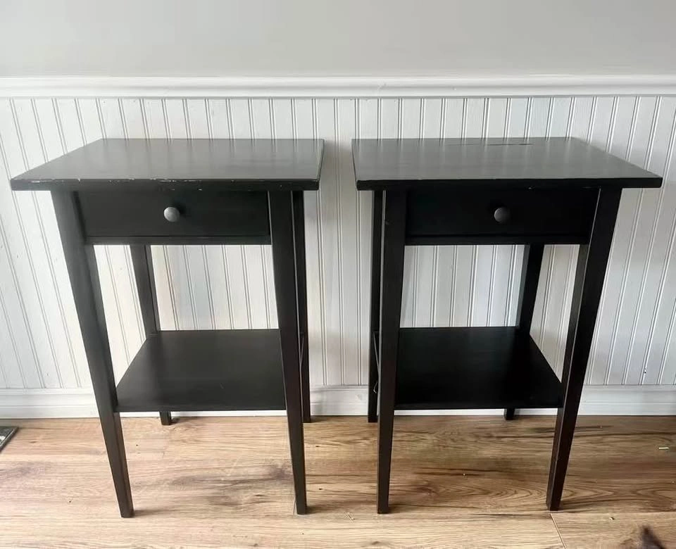 Pair of IKEA HEMNES Nightstands / End Tables – Black-Brown - photo 2