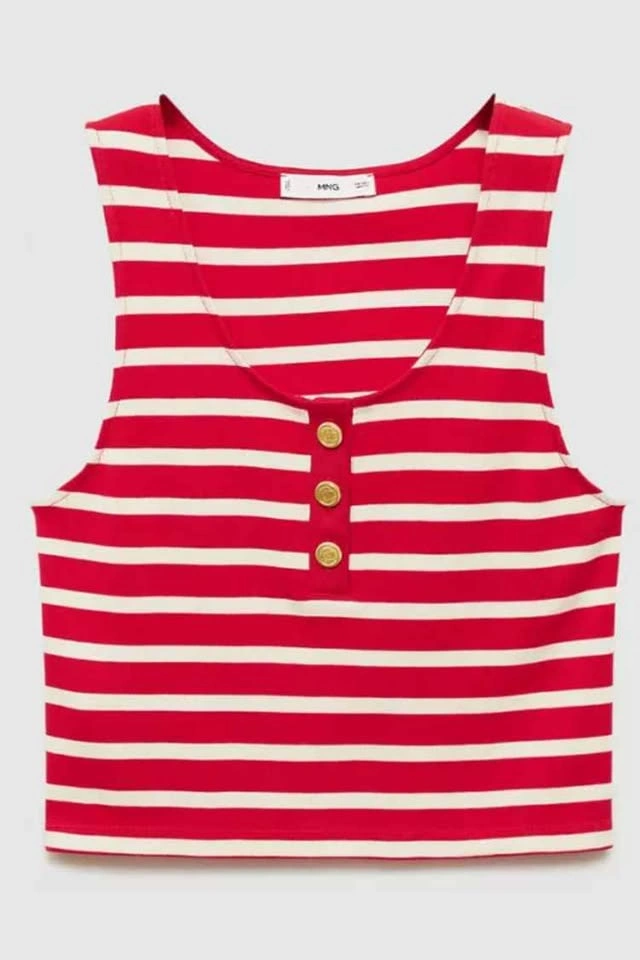Vintage Mango Striped Button Tank Top, 100% Cotton, size L - photo 2