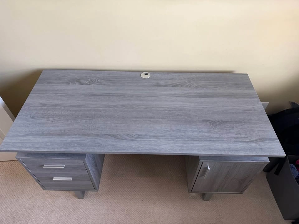 Modern Grey Office Desk with Drawers & Cabinet - photo 3