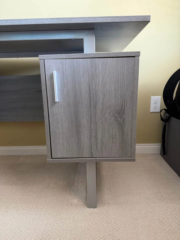 Modern Grey Office Desk with Drawers & Cabinet - photo 5