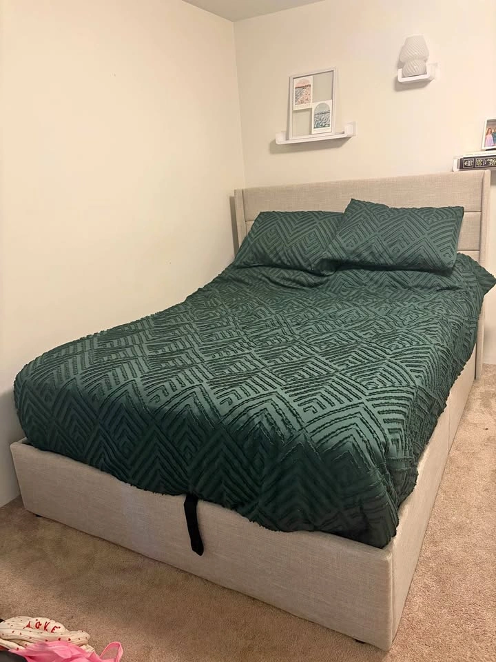 Full size Upholstered Hydraulic Lift Storage Bedframe