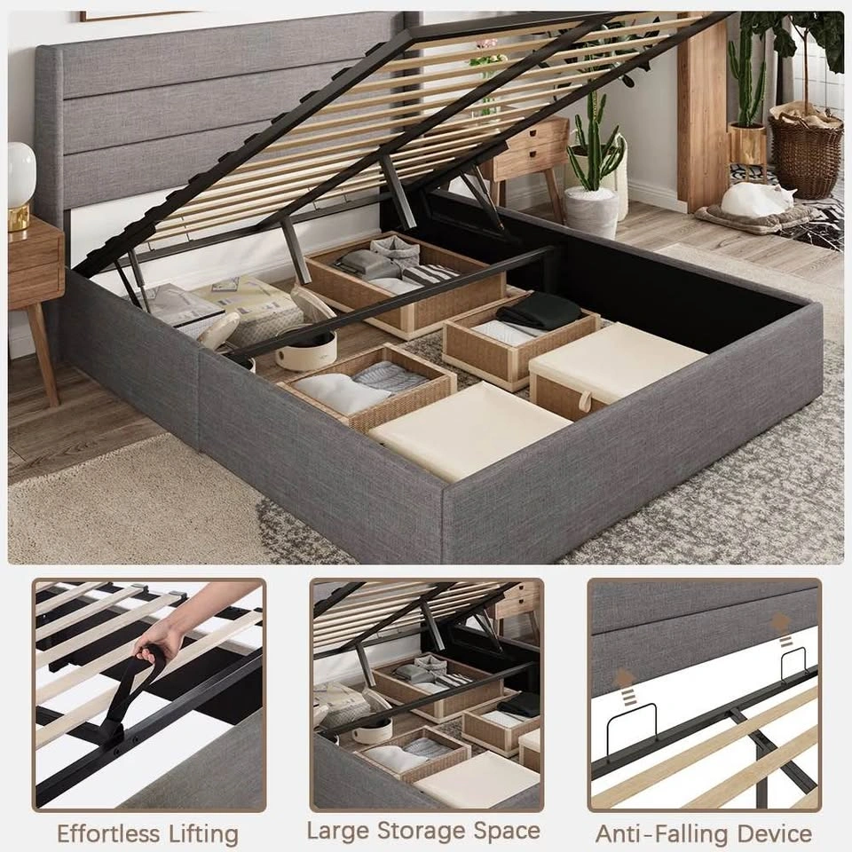Full size Upholstered Hydraulic Lift Storage Bedframe - photo 4