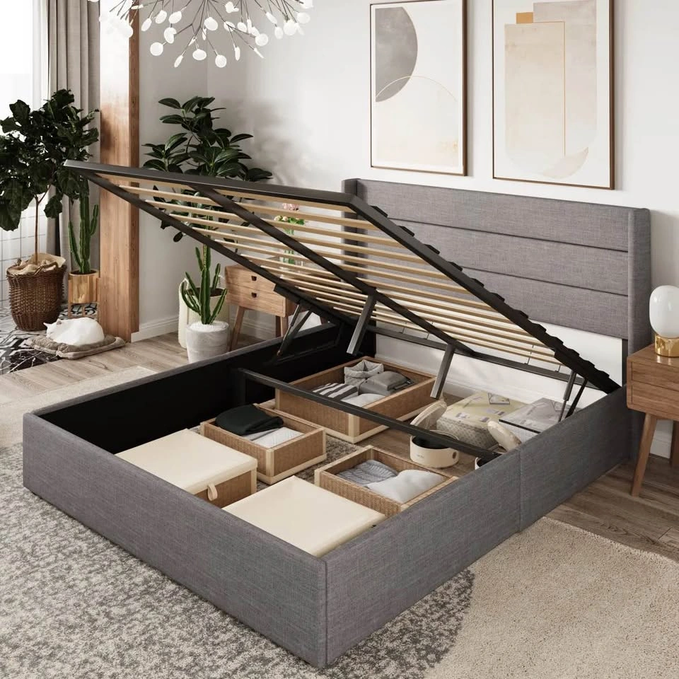 Full size Upholstered Hydraulic Lift Storage Bedframe - photo 5