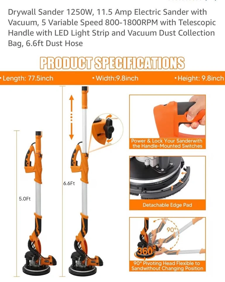 Drywall sander with vacuum attachment - photo 2
