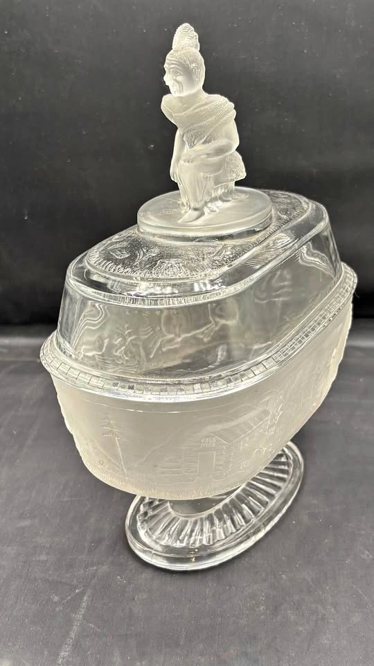 Authentic 1878 EAPG Westward Ho! Covered Compote