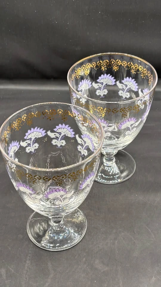 MCM Hollywood Regency Gold Filigree Purple & Gold Goblets - photo 3