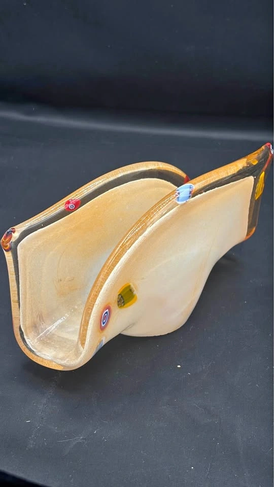 Vintage Murano Style Millefiori Art Glass Napkin / Letter Holder