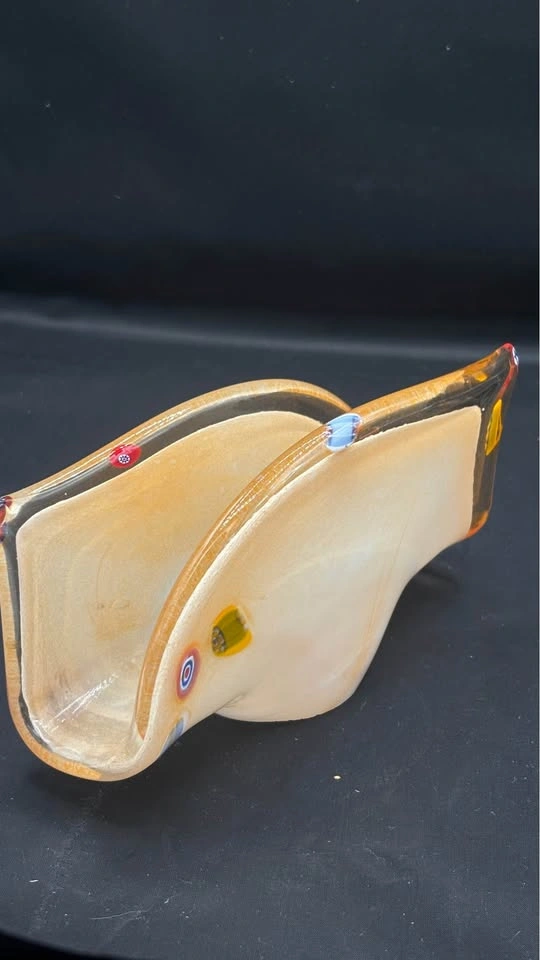 Vintage Murano Style Millefiori Art Glass Napkin / Letter Holder - photo 2