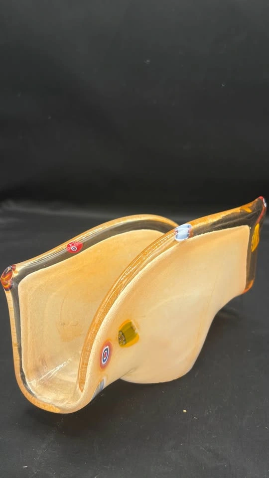 Vintage Murano Style Millefiori Art Glass Napkin / Letter Holder - photo 3