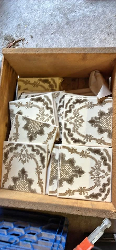 Box of vintage tiles