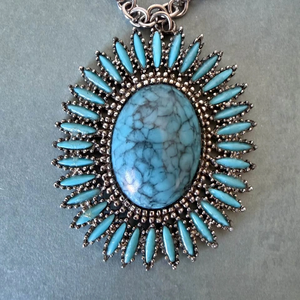 Vintage Celebrity Signed Southwestern Sunburst Pendant Necklace
