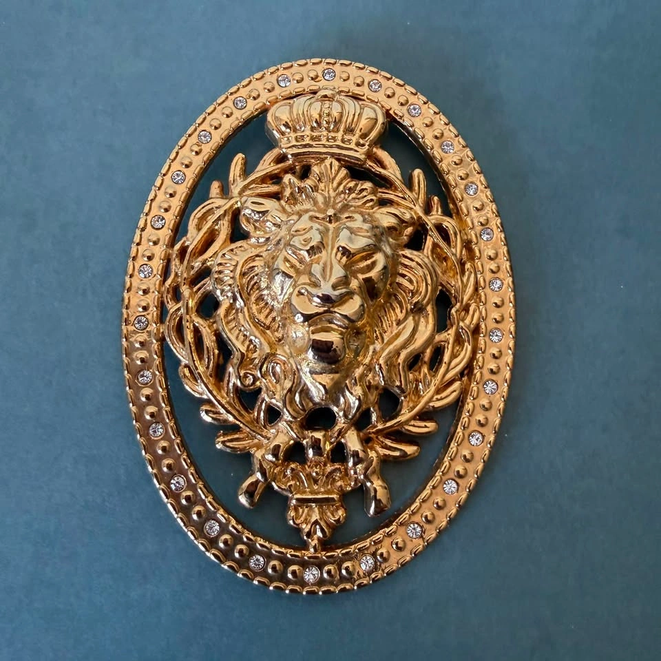 Vintage Statement Regal Lion Head & Crown Scarf Clip - photo 2