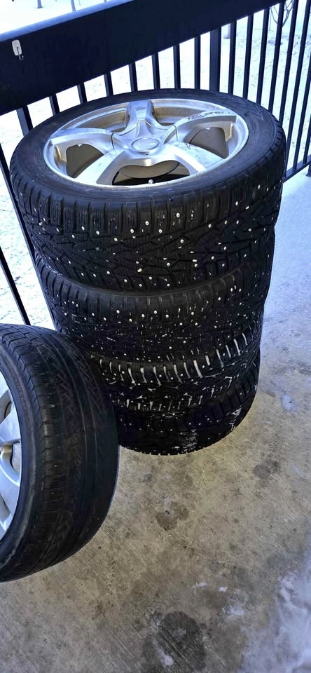 235/45R17 Studded Tires on Aluminum Rims + Spare Tire