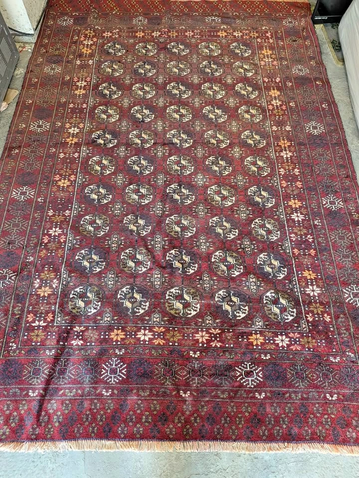 Handmade Dark Red Bokhara Rug - 6'x8' Turkmen Tribal Rug