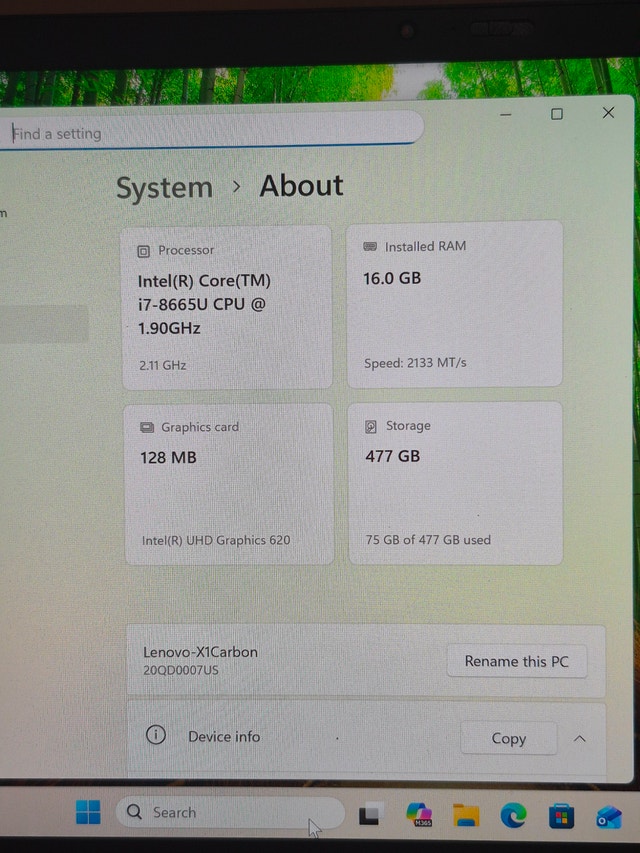 Lenovo ThinkPad X1 Carbon Gen 7, i7, 16GB RAM 512GB SSD - photo 3