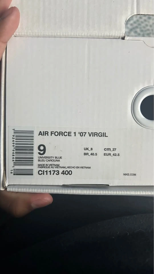 Nike Air Force 1 ’07 Virgil Off-White University Blue Size 9 - photo 2