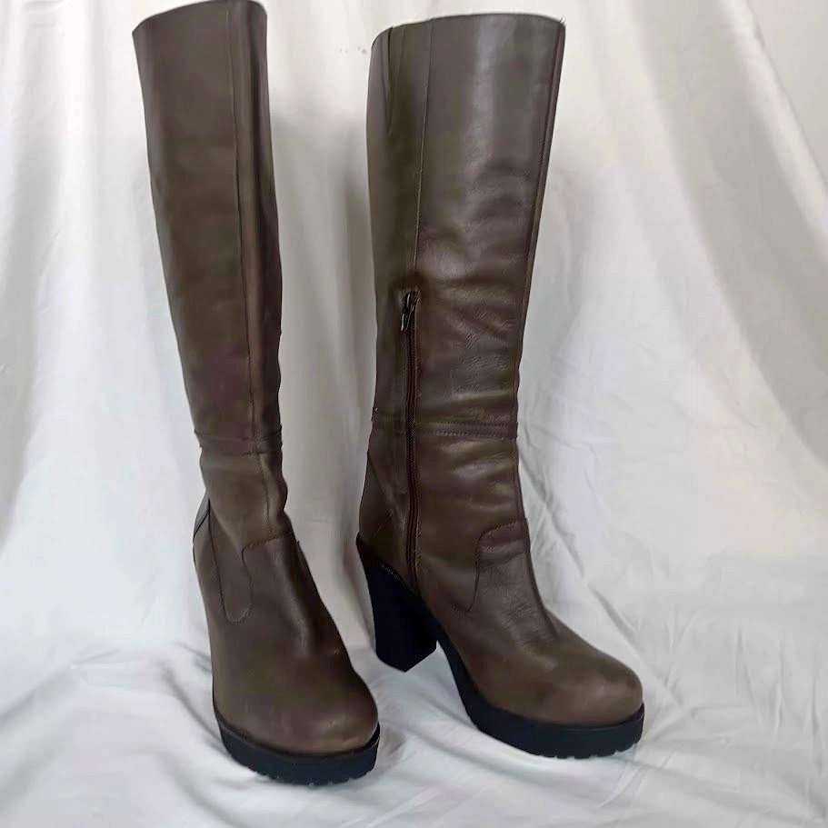 Diesel Leather Knee-High Platform Boots – Size EU 40