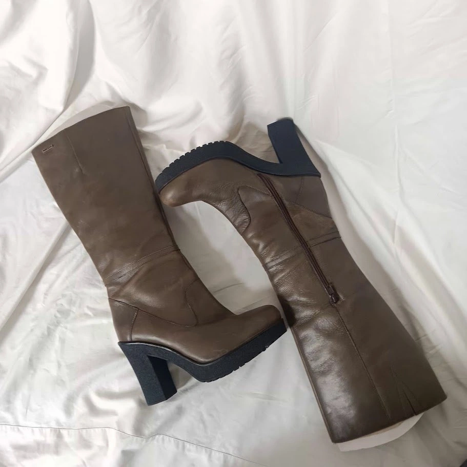 Diesel Leather Knee-High Platform Boots – Size EU 40 - photo 2