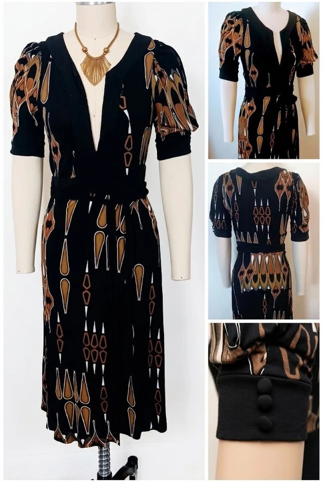 MANGO Suit Vintage Patterned Midi Dress - Size XS - photo 2