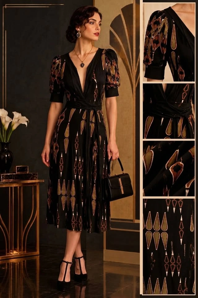 MANGO Suit Vintage Patterned Midi Dress - Size XS - photo 3
