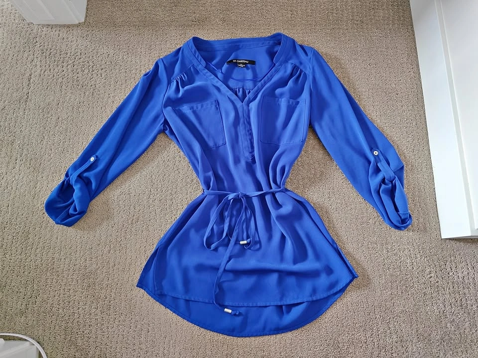 Le Chateau - Womens Blue Tunic Top Shirt - Size Small