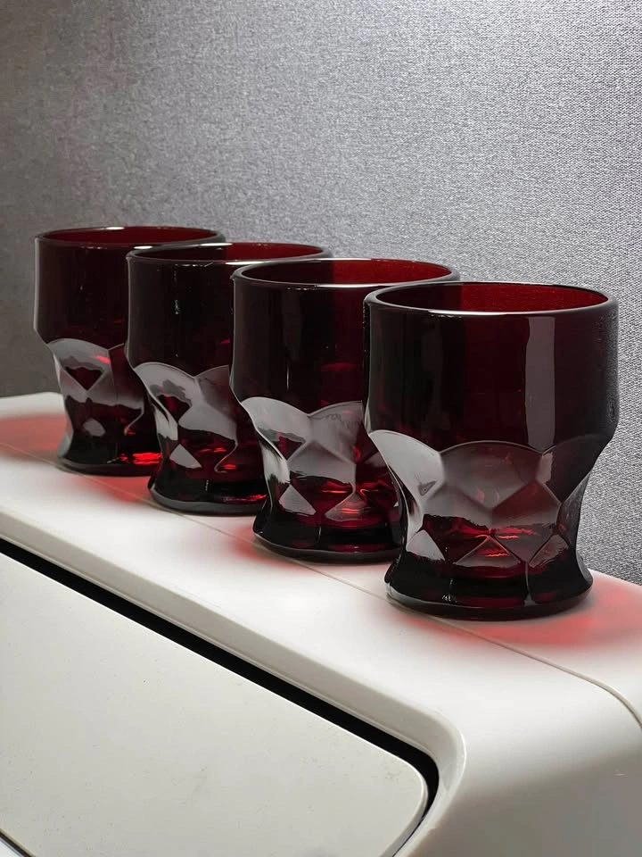 Set of 4 Vintage Anchor Hocking Georgian Royal Ruby Glasses - photo 2
