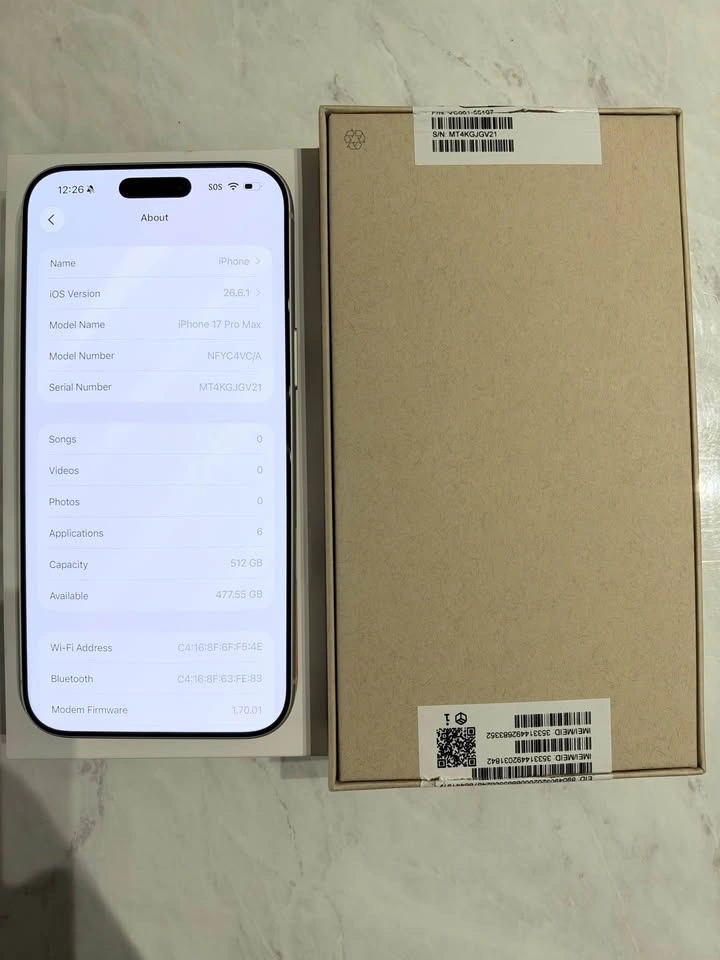 iPhone 17 Pro Max – 512GB Silver (Unused / 100% Battery) - photo 3