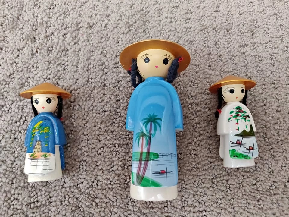 Set of 3 Handcrafted Vietnamese Doll Figurines