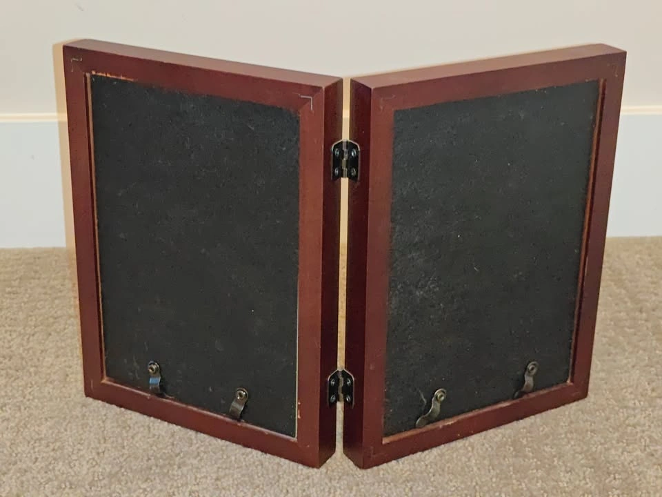 Double Folding Picture Photo Frame (5" x 7") – Dark Wood Finish - photo 5