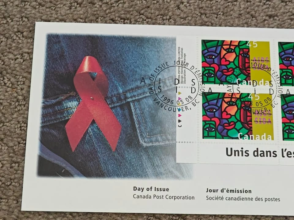 First Day Covers FDC - 1996 AIDS Awareness One World, One Hope - photo 3