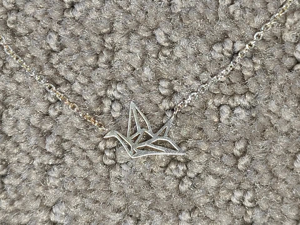 Geometric Origami Paper Crane Pendant Necklace Jewelry - 17" - photo 4