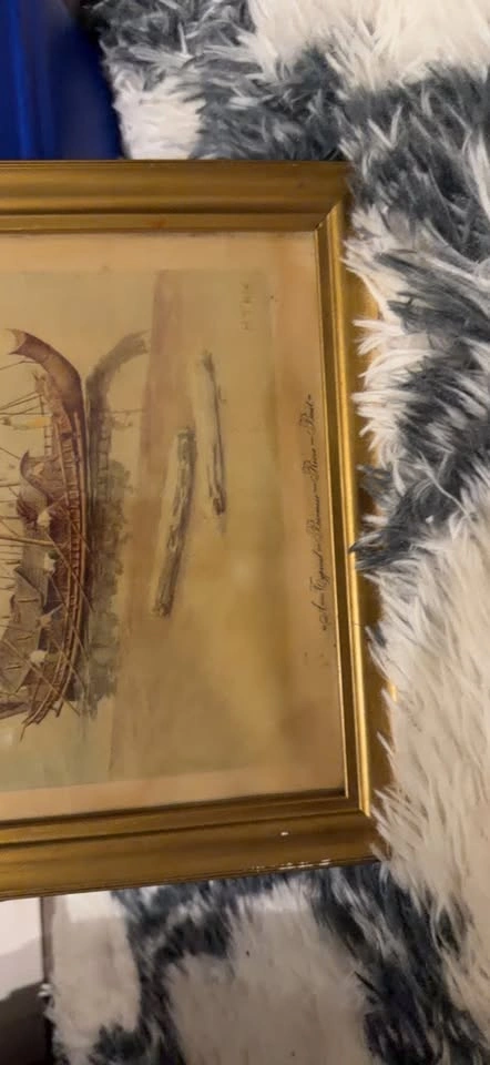 H. Thie Burmese Rice Boat Watercolor Painting 9.1/2”w 12”h - photo 2