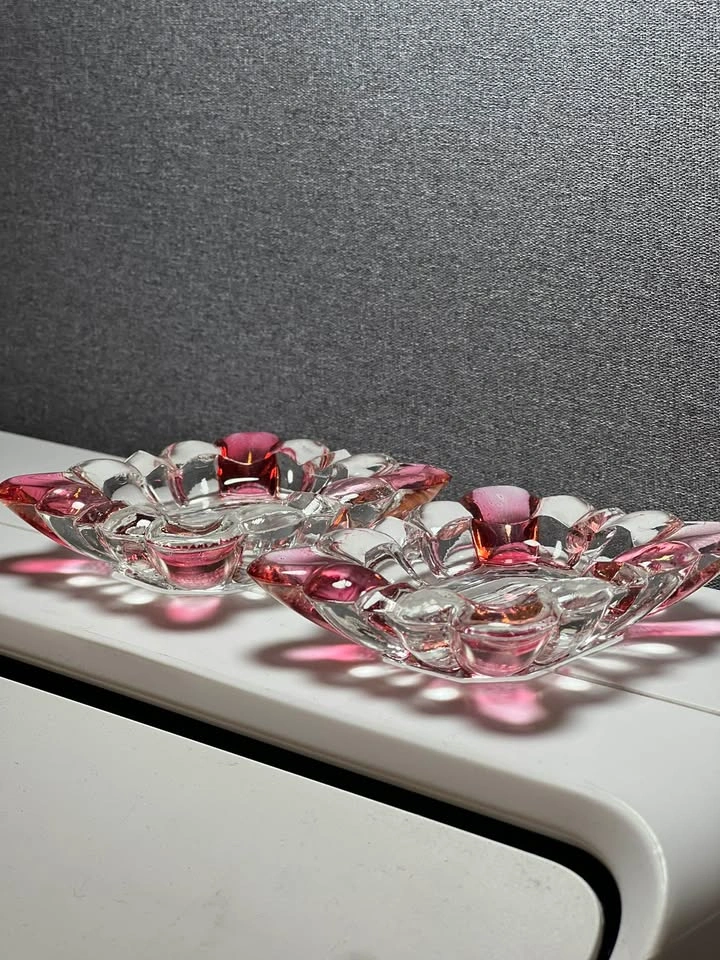 Vintage Westmoreland Pink & Clear Glass Ashtrays / Ring Dishes - - photo 2