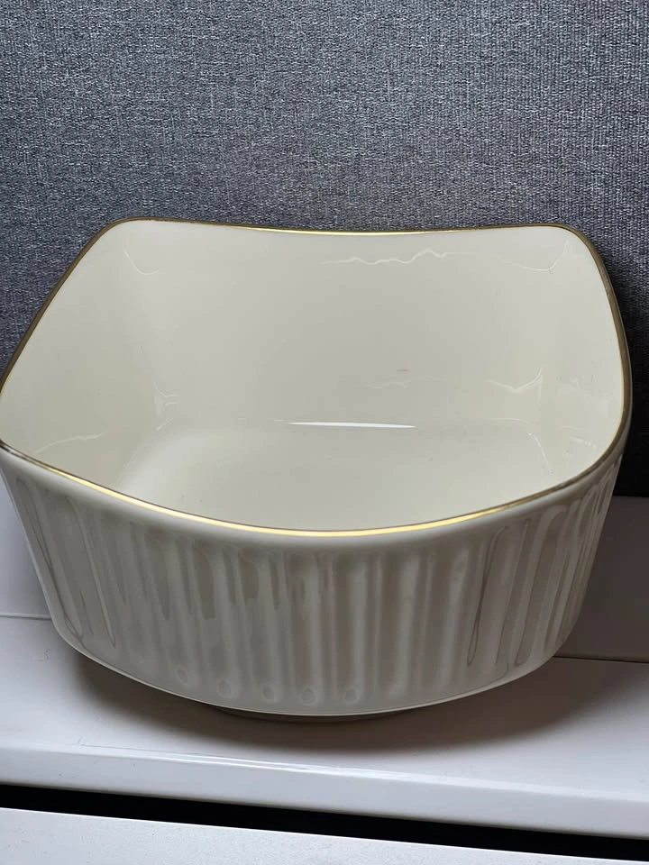 Lenox USA Cream Square Fluted Bowl with Gold Trim - photo 2