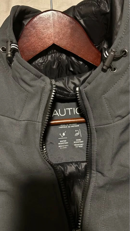 Nautica Men’s Hooded Jacket M – Black – Water & Wind Resistant - photo 3