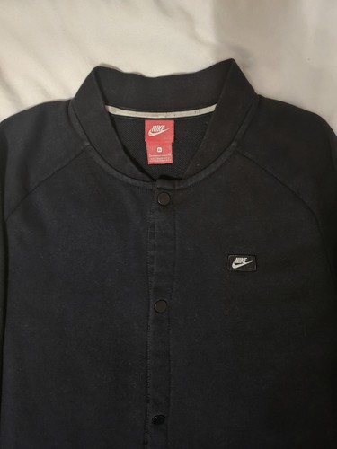 Nike Men's Bomber Jacket Large Black Snap Button Pockets - photo 2