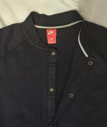 Nike Men's Bomber Jacket Large Black Snap Button Pockets - photo 3