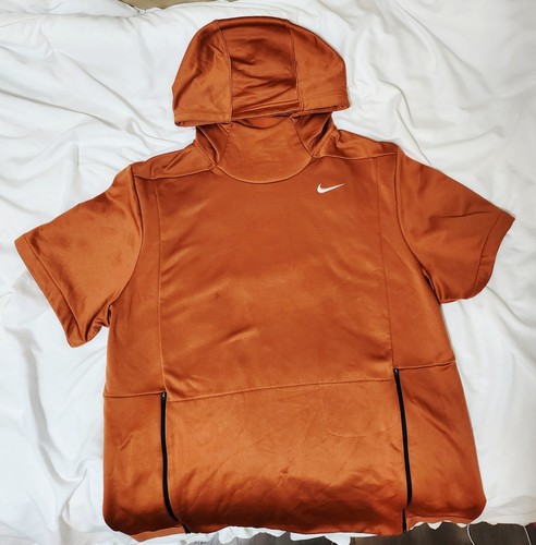 Nike Therma Short Sleeve Hoodie 2way Zip Men's Size XL Orange
