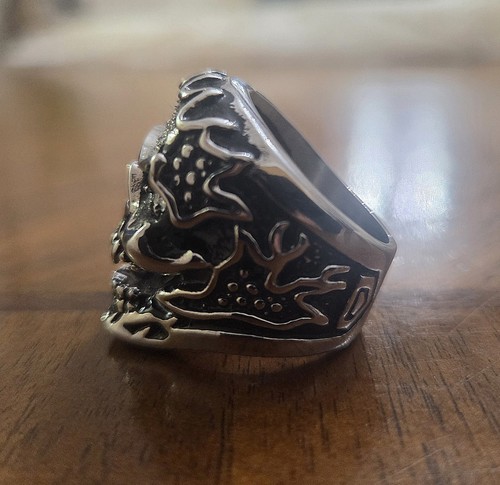 Men's Stainless Steel Skull Ring W/ Cubic Zirconia Size 10 - photo 3