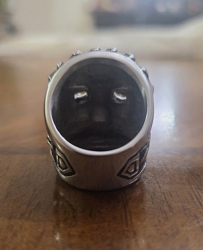 Men's Stainless Steel Skull Ring W/ Cubic Zirconia Size 10 - photo 4