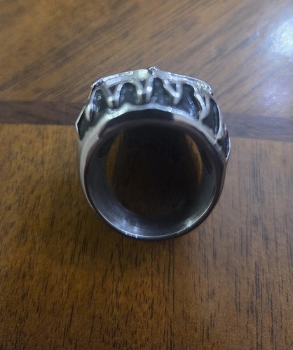 Men's Stainless Steel Skull Ring W/ Cubic Zirconia Size 10 - photo 5