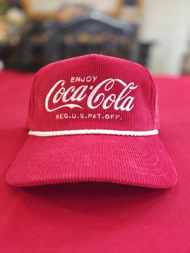 Coca-Cola Vintage Corduroy Snapback Hat Red White Rope NWT