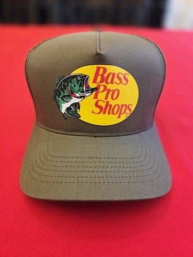 Bass Pro Shops Olive Green Mesh Snapback Trucker Hat New