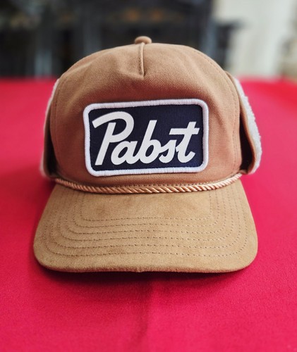 Pabst Blue Ribbon Beer Patch Canvas Trapper Hat