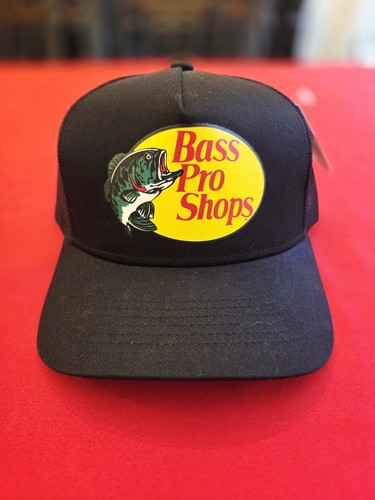 Bass Pro Shops Black Mesh Snapback Trucker Hat New With Tags
