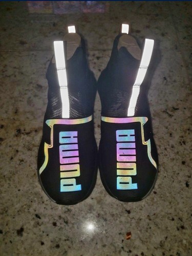 Puma Girls Sneaker Size 3.5 Black & Colorful Reflection
